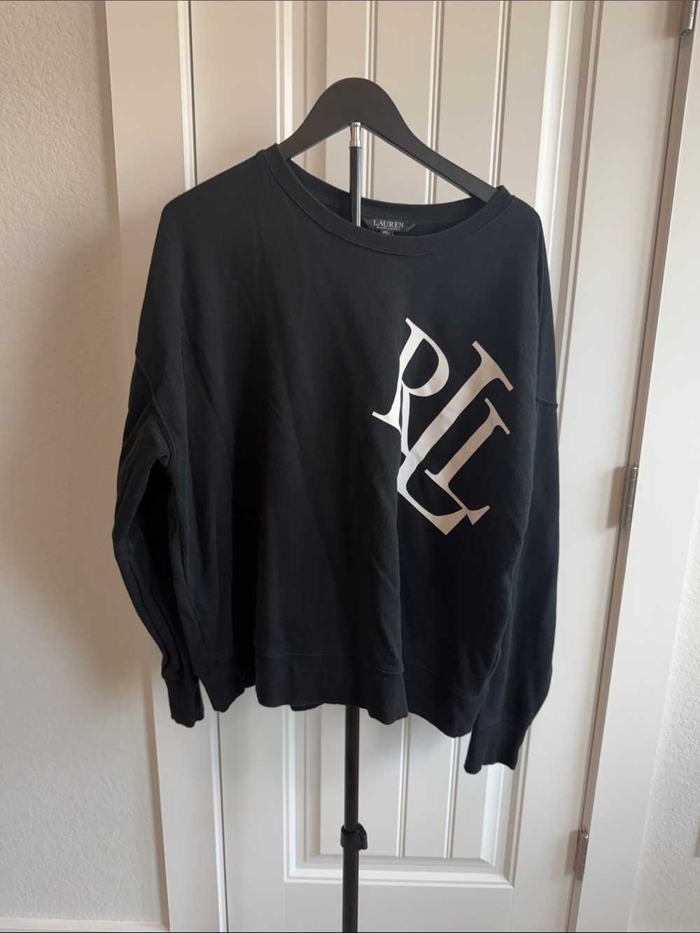 Ralph Lauren Black Crewneck Sweatshirt with White RL Logo